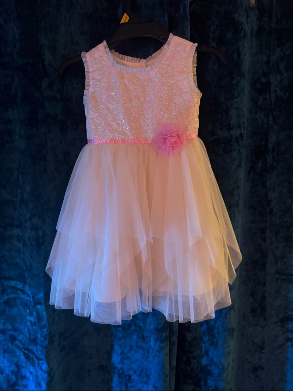 Jona Michelle Pink and Ivory Layered Tulle Flower Girl Dress